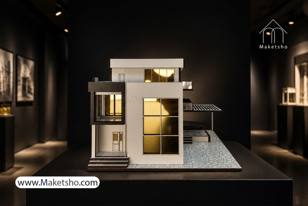 نمای-ماکت-ویلای-مدرن-استخر-دار-سفید